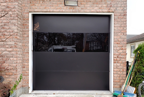 black contemporary style garage door