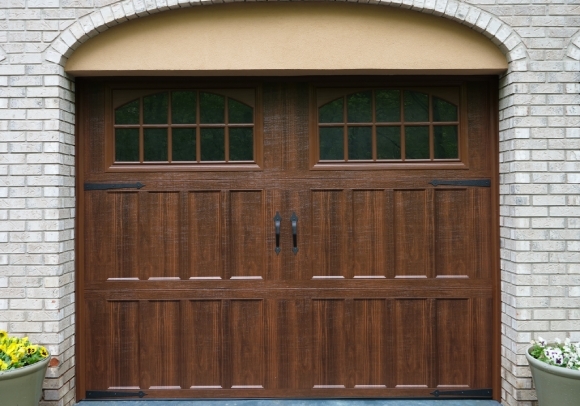 3 panel garage door in woodtone