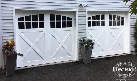 Modern carriage house style door in white